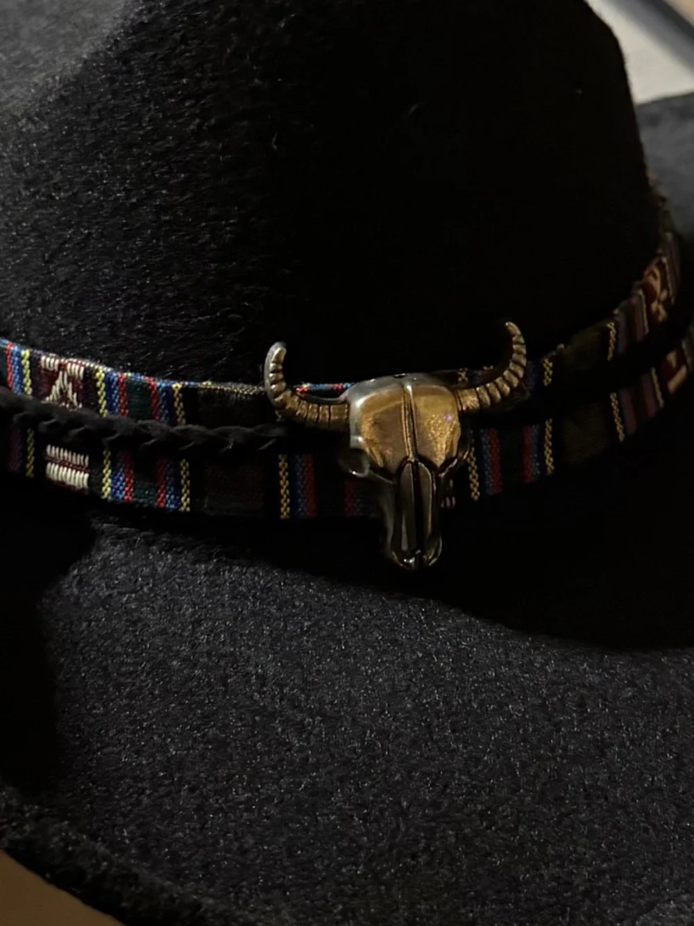 HAT Cowboy Western Hat with Decorative Steer Band Coastal Cowgirl